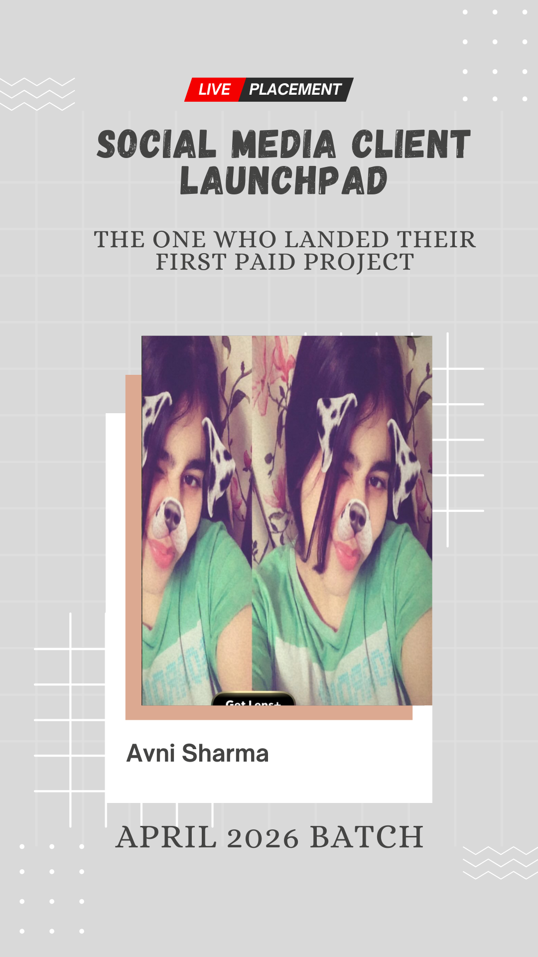 Avni Sharma, placed for a paid social media marketing project through Wabbithire