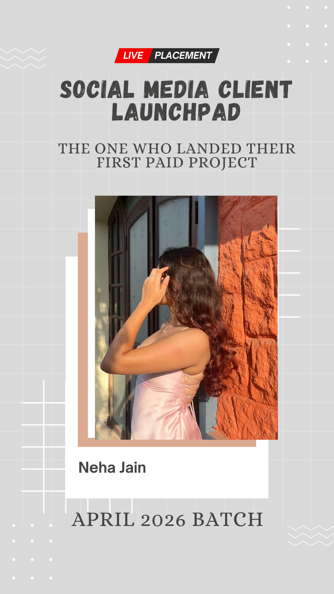 Neha Jain, placed for a paid social media marketing project through Wabbithire