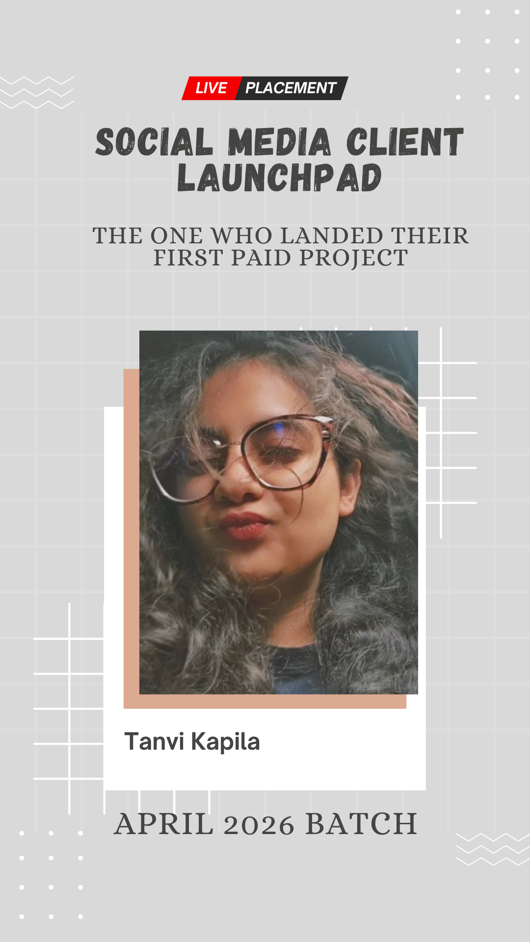 Tanvi Kapila, placed for a paid social media marketing project through Wabbithire